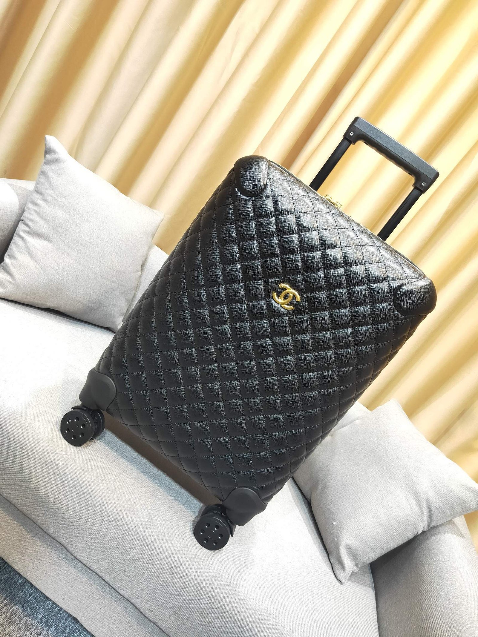 Chanel black quilted wheeled suitcase 100% original thumbnail