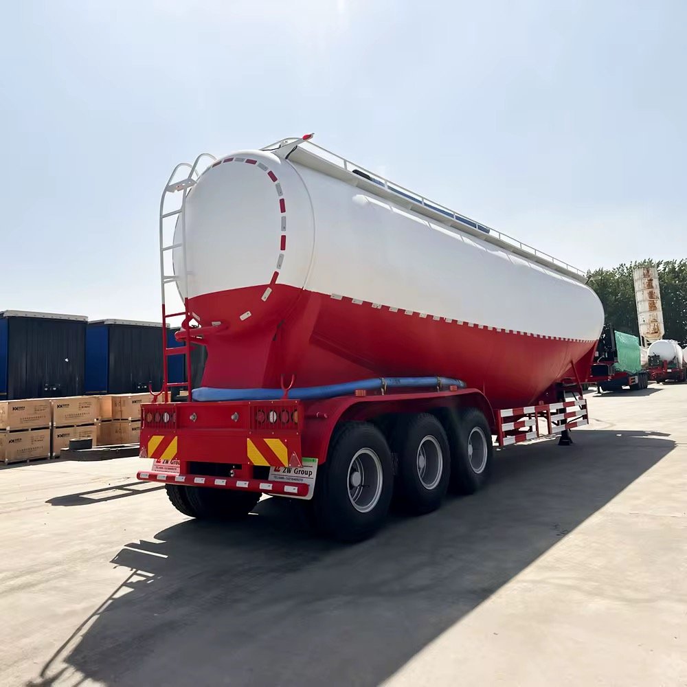 ZW Group Durable 3 Axle Steel Dry Bulk Cement Tanker Semi Trailer 6OT Capacity with External Air Compressor