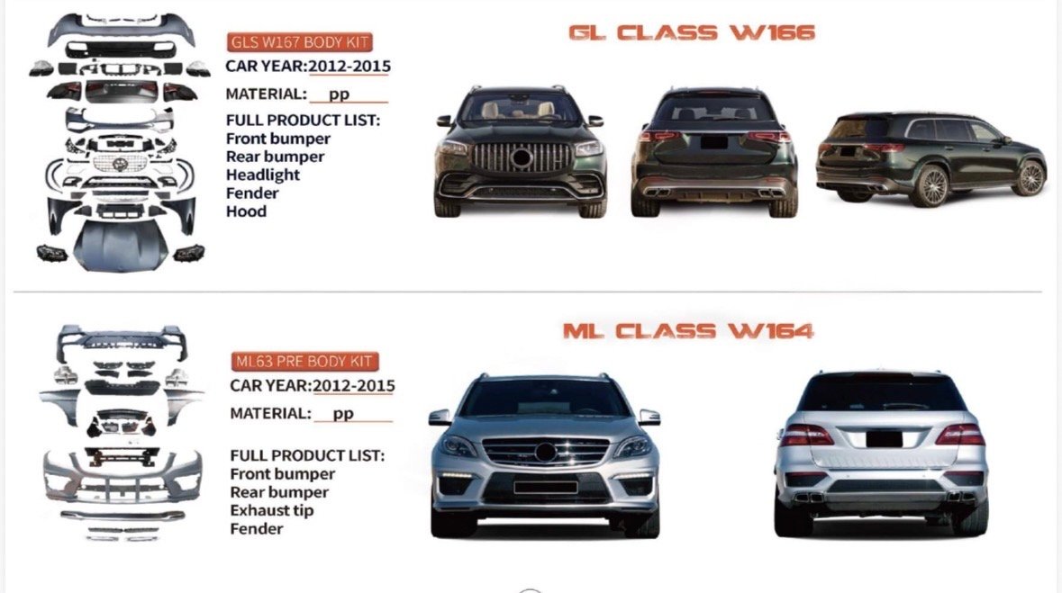 BENZ GL CLASS W164 , W166 BODY KITS UPGRADE