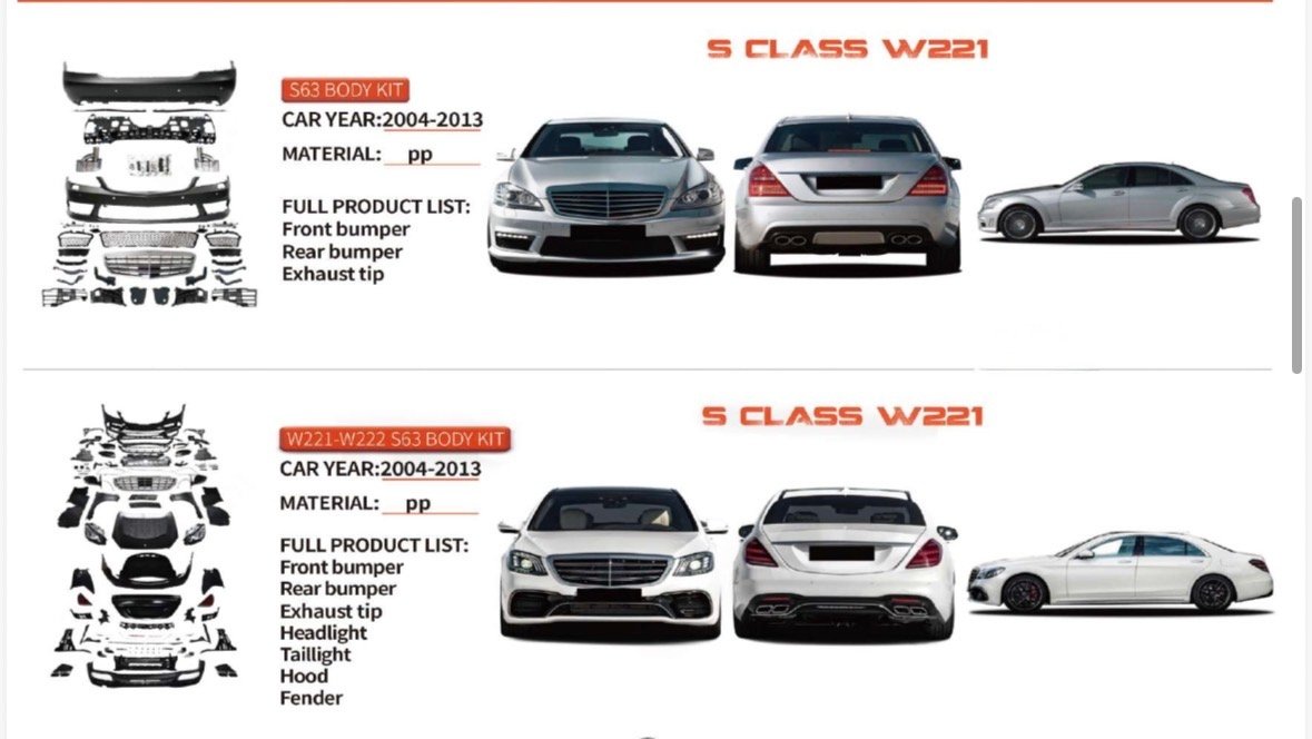 BENZ S CLASS W221 BODY KITS UPGRADE