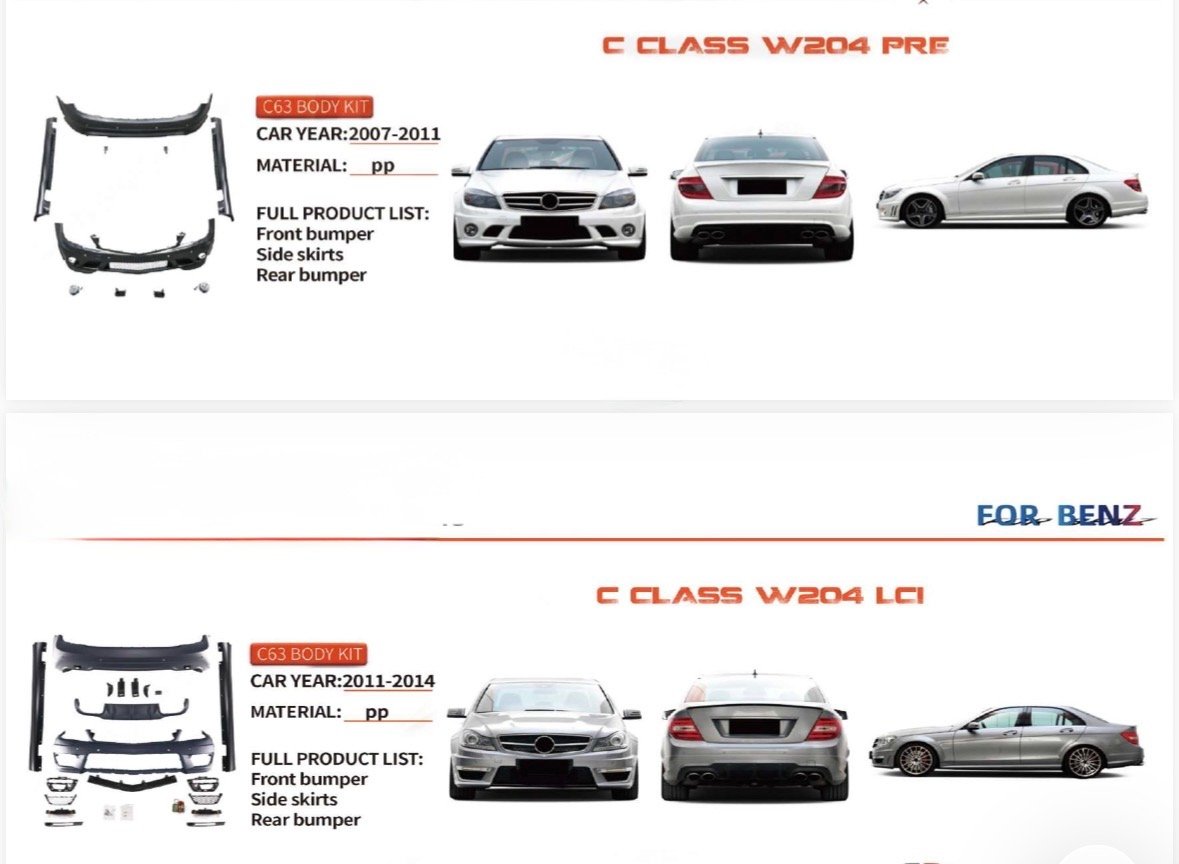 BENZ C CLASS W204 BODY KITS UPGRADE