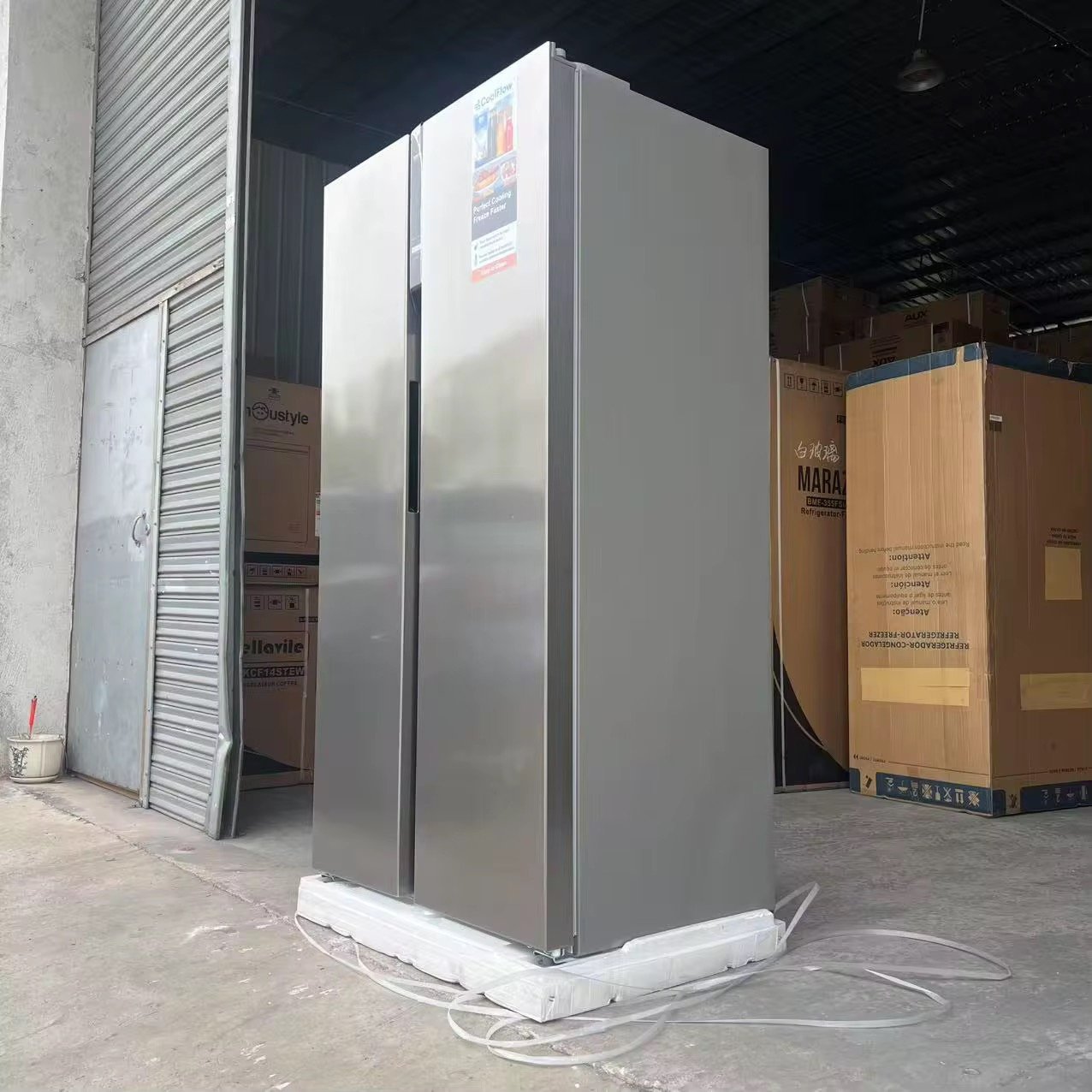 Side by Side Double Door Fridge Stainless Steel 680L